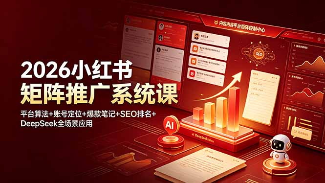 2026 小红书矩阵运营系统课 算法爆款笔记 SEO DeepSeek 实操教程