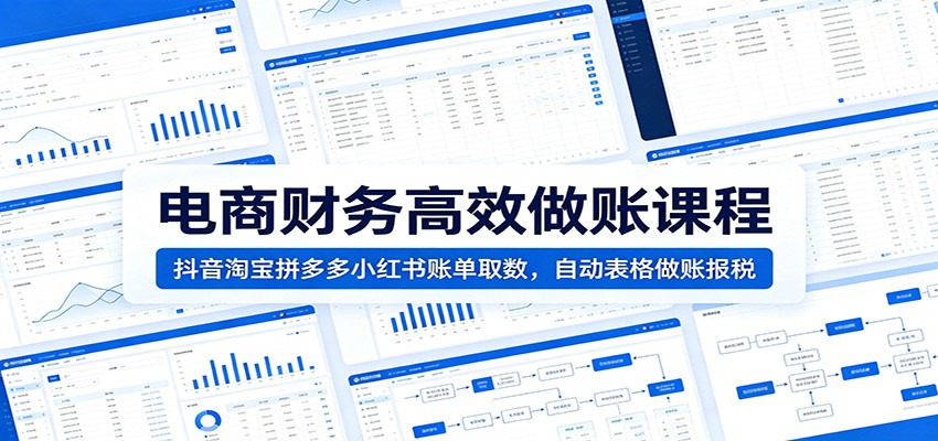 电商财务高效做账报税课程 抖音淘宝拼多多小红书对账实操教学