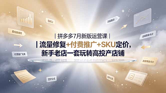 2026 拼多多掘金运营私教大课 流量推广定价申诉店铺实操教程