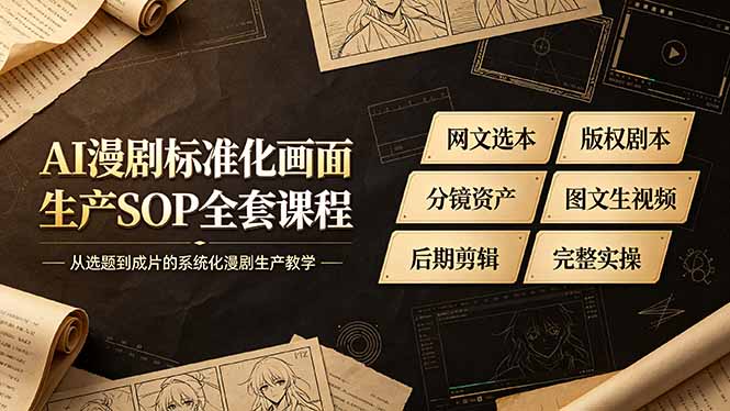 AI漫剧标准化生产SOP 网文改编分镜资产视频剪辑全教程