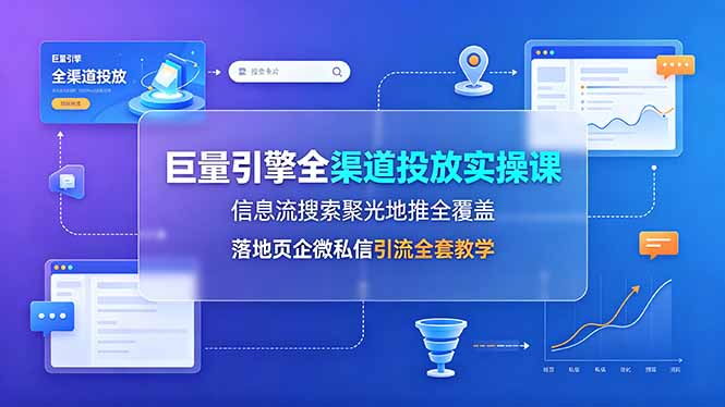 巨量引擎全渠道投放实操课 信息流聚光地推落地页企微引流教学