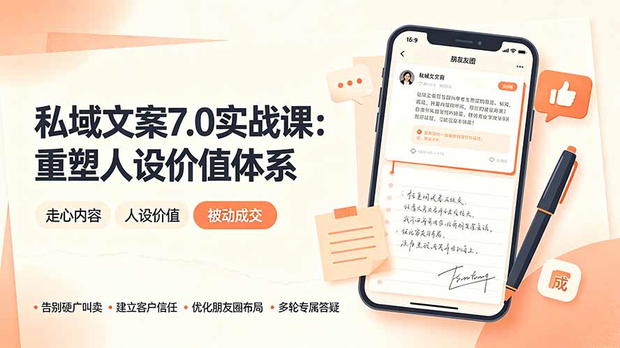 私域文案实战课 7.0 重塑人设朋友圈走心文案打造被动成交体系