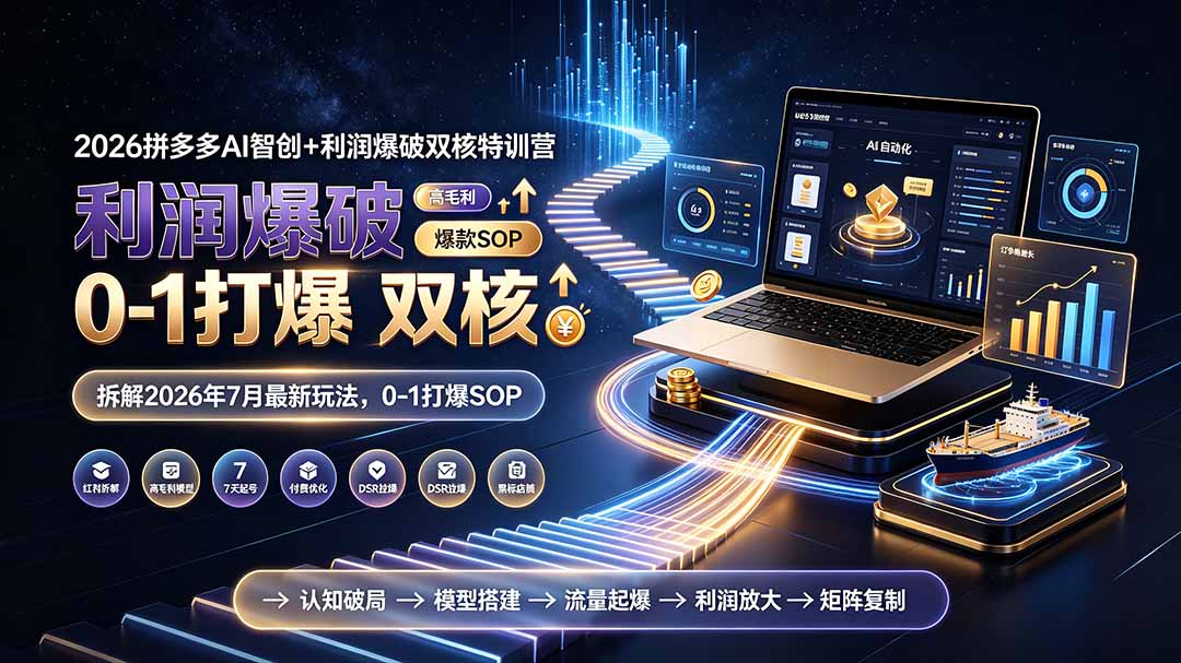 2026 拼多多 AI 智创利润爆破特训营 7 月新玩法店铺 0-1 实操 SOP 教程