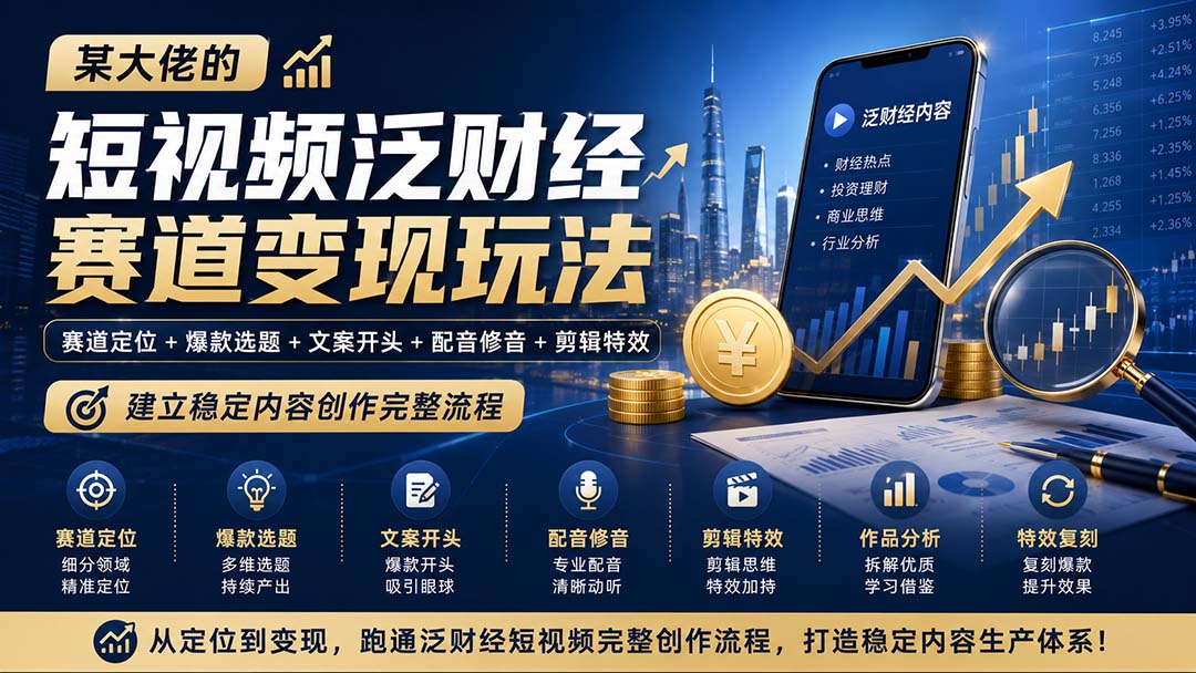 泛财经短视频创作全流程实战系统教学课程