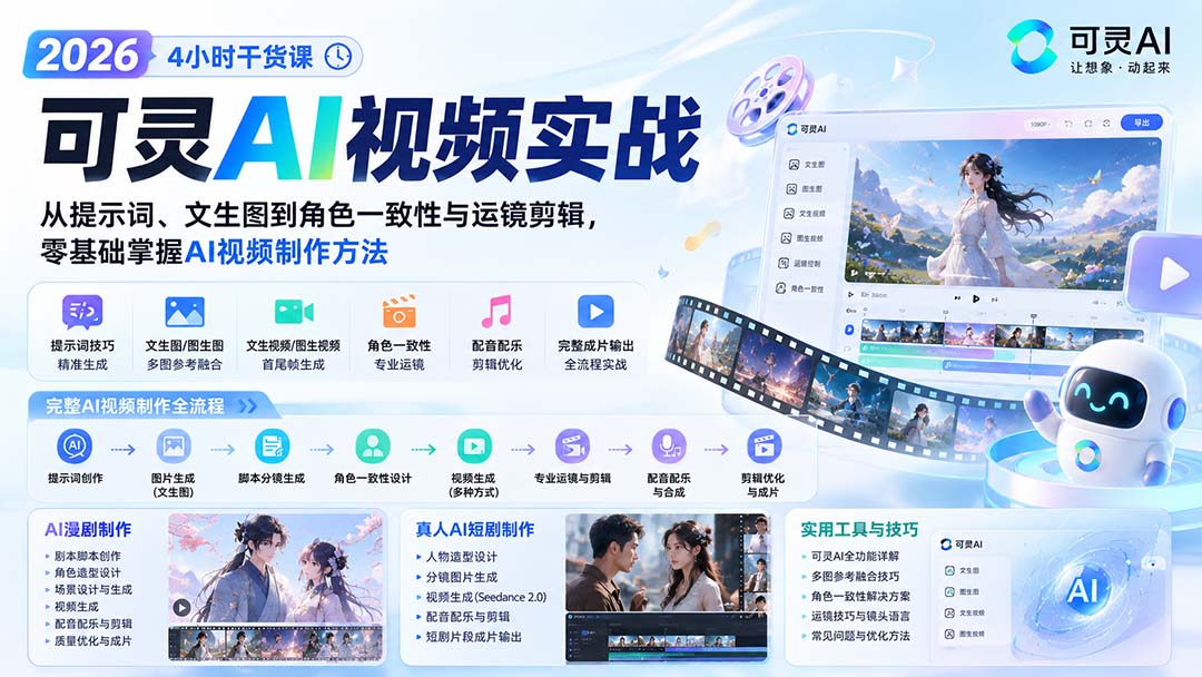 2026版可灵AI视频实战课 掌握AI视频制作全流程