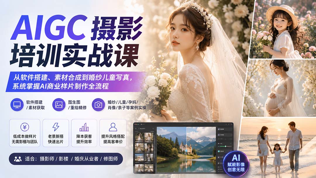 AIGC摄影培训实战课 系统掌握商业样片制作全流程