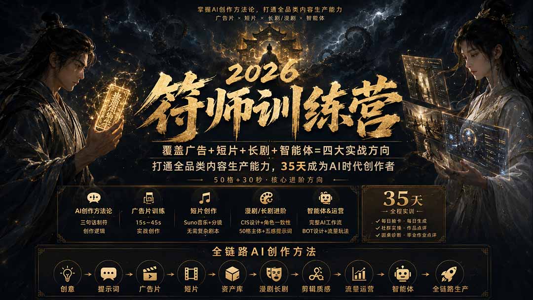 符师训练营 35天AI视频创作全链路实训课程