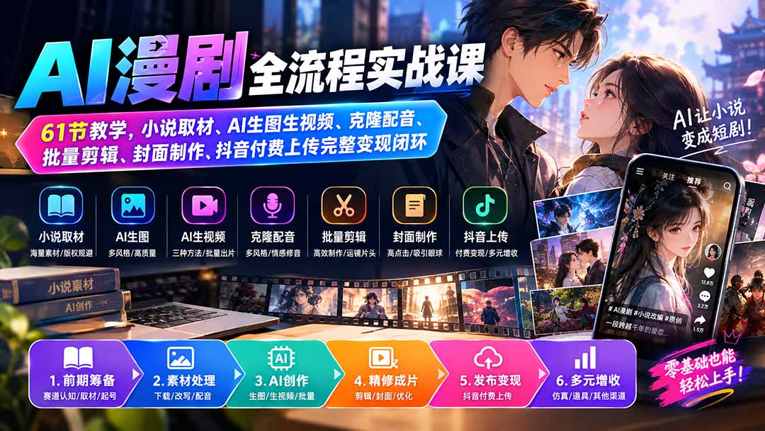 AI漫剧全流程实战课 含多AI工具操作及变现全流程