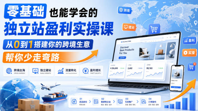 零基础可学的独立站盈利实操课 搭建跨境生意流程