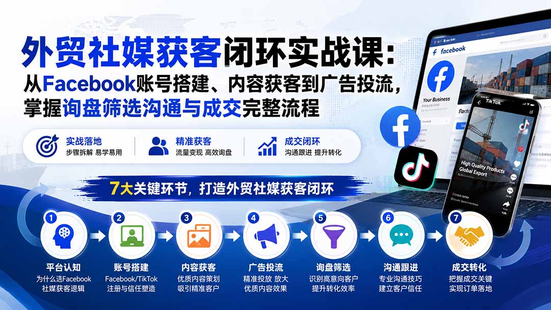 外贸社媒获客闭环实战课 掌握从搭建到成交全流程
