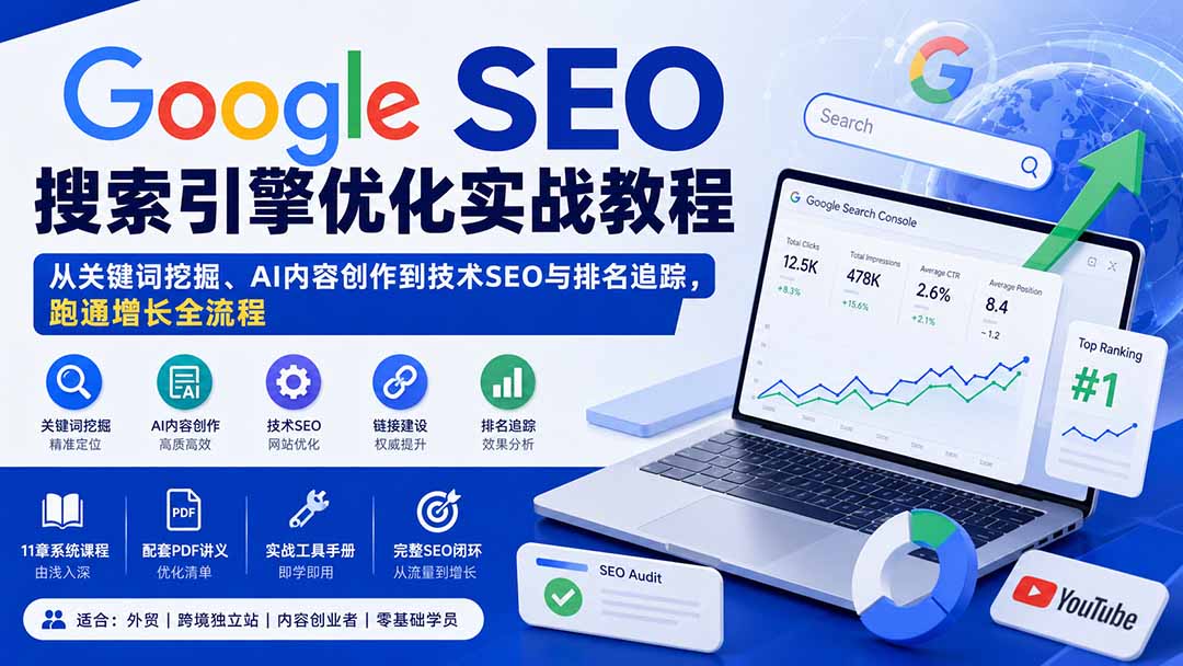 2024 Google SEO实战教程 覆盖关键词与AI优化全流程