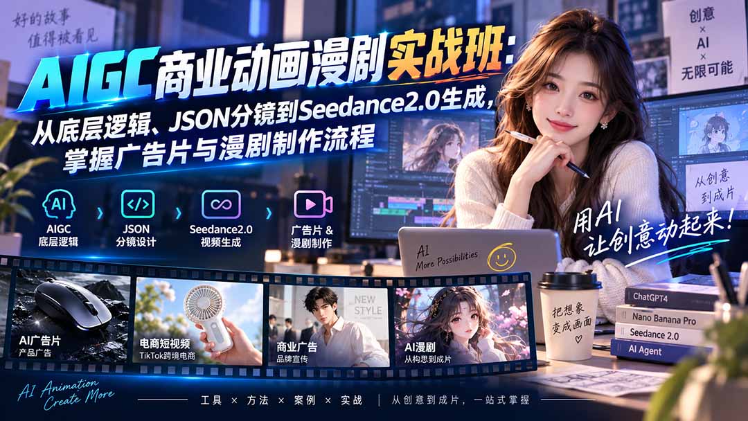 AIGC商业动画漫剧实战教程 工具分镜全解析