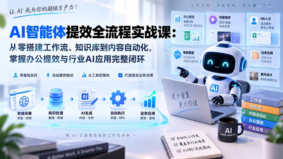 AI智能体提效实战课 掌握从工作流到行业应用完整闭环