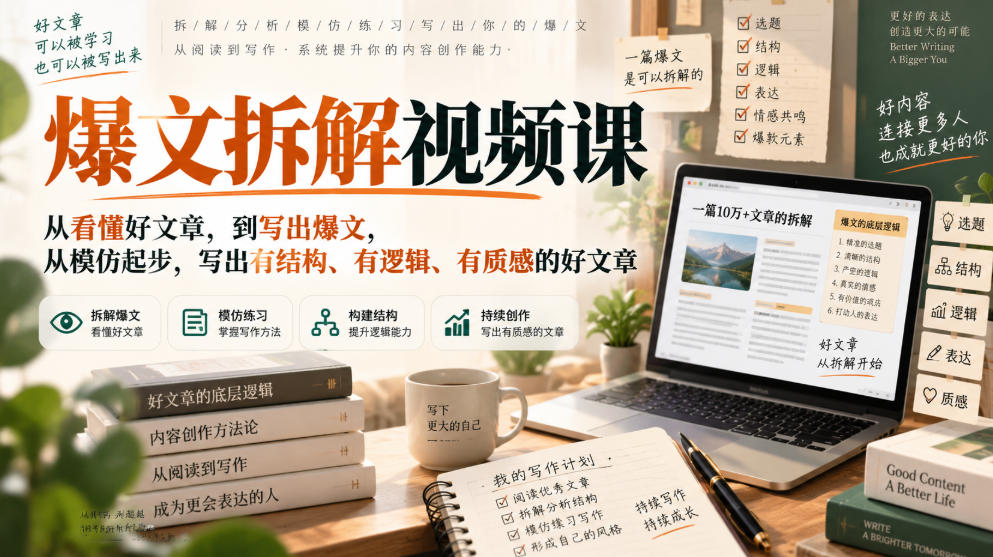 爆文拆解视频课 从看懂到写出有结构有质感的好文章