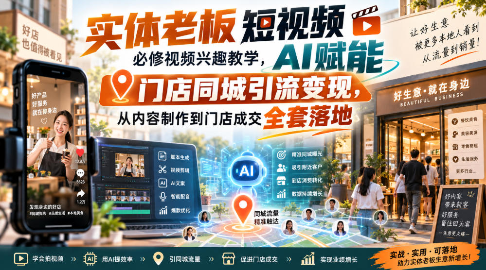 实体老板AI短视频课 助力实体店获取同城精准客源