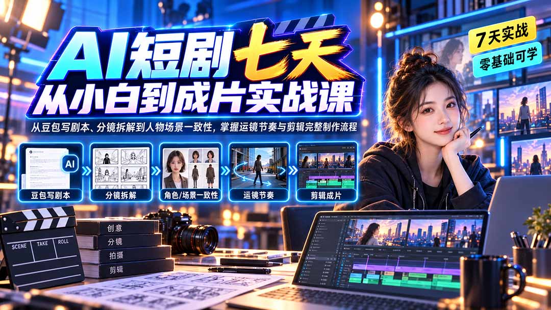 AI短剧全流程实操课 从剧本到成片完整教学