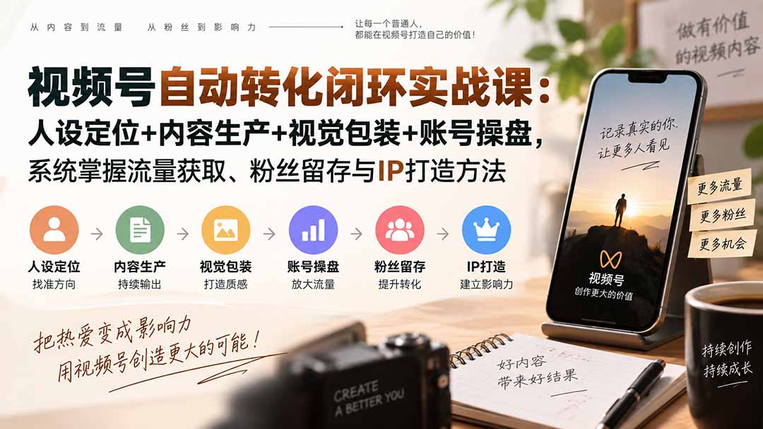 视频号自动转化闭环实战课 个人IP打造全流程教学