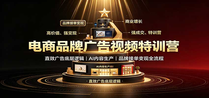 电商品牌广告视频特训：AI内容生产与接单全流程学习