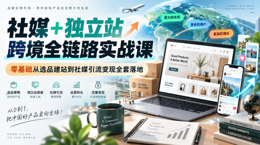 社媒独立站跨境全链路实战课 零基础落地教程