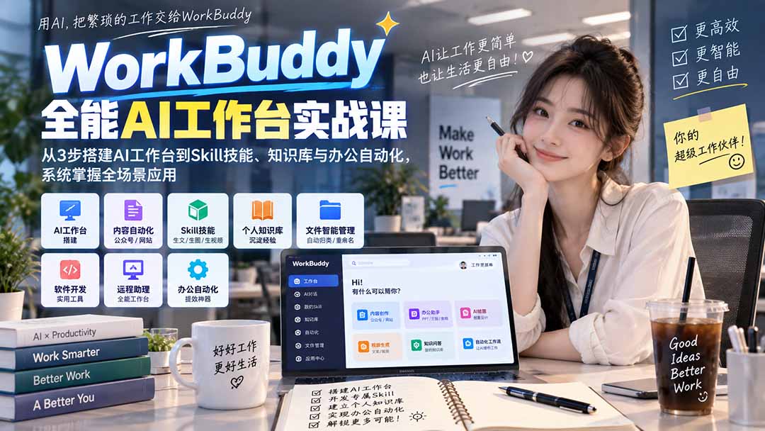 WorkBuddy全能AI工作台实战课 全场景实操应用教程