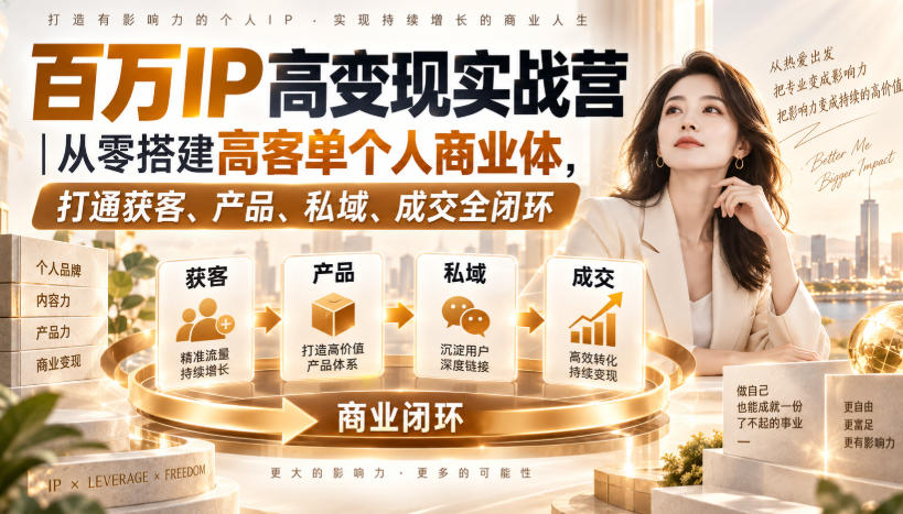 个人IP高变现 打通商业化全闭环落地方法