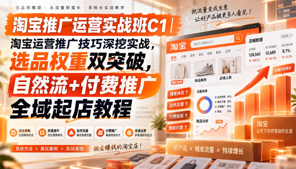 淘宝推广运营实战课程 选品权重与引流实操教程