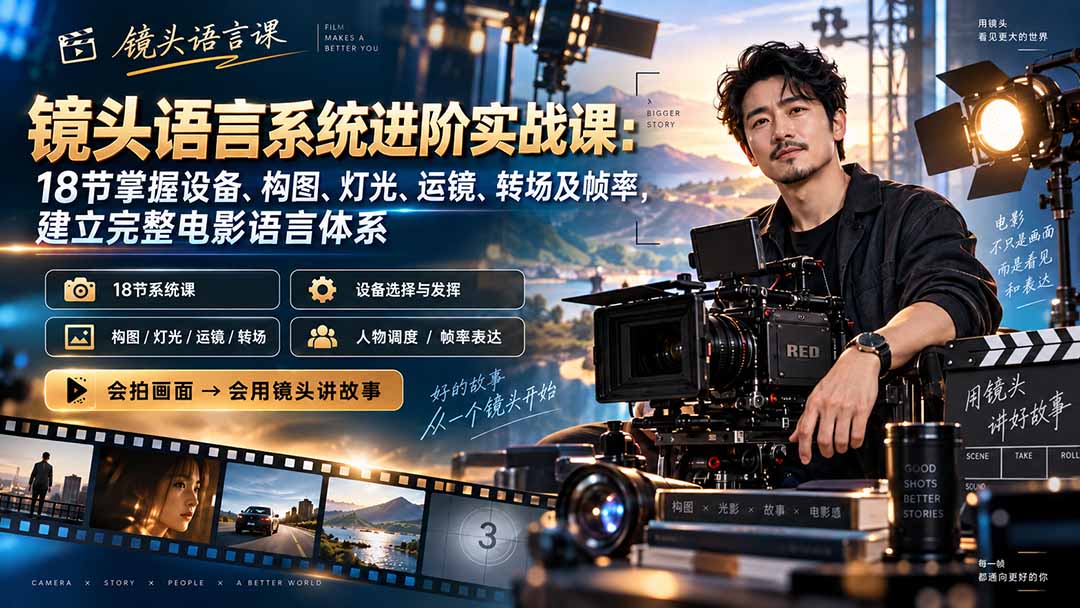 秦导镜头语言系统进阶实战课：18节打造专业镜头能力