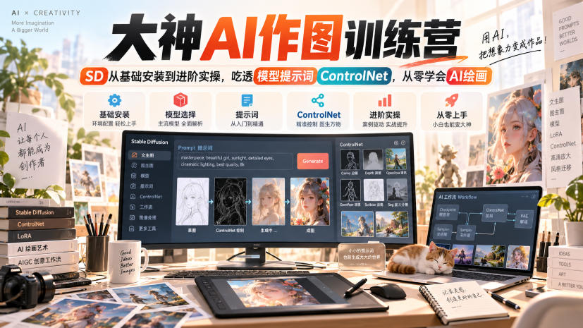 StableDiffusion AI绘画训练营 基础到进阶实操教程
