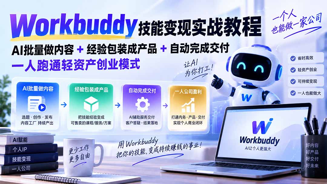 Workbuddy技能变现实战教程：AI内容生产与经验产品化实操