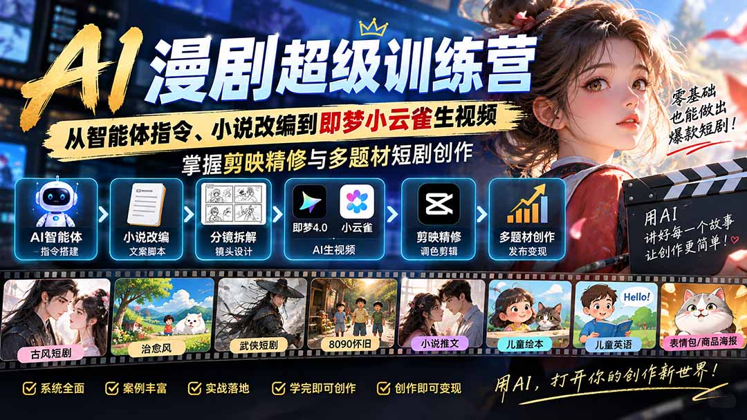 AI漫剧超级特训营：全流程实战学短剧创作与精修