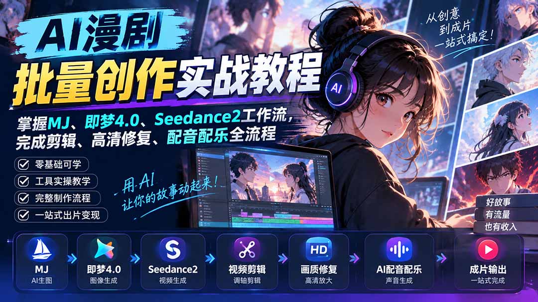AI漫剧批量创作实战教程掌握主流AI工具制作全流程