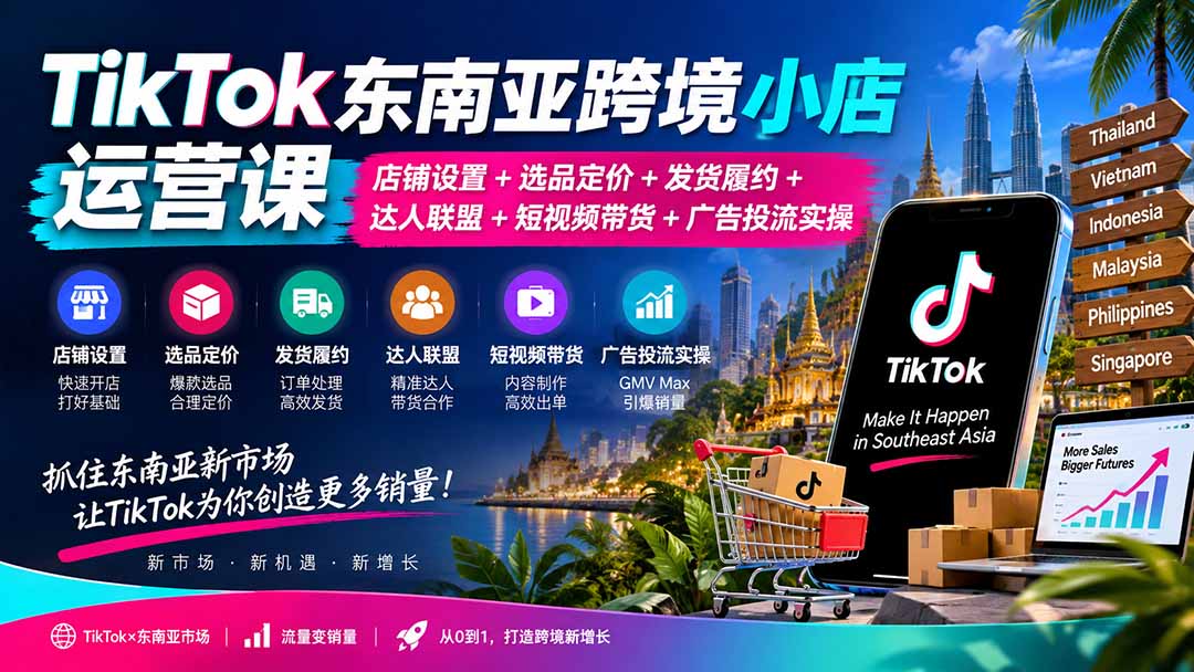 TikTok东南亚跨境小店运营实操课（20483期）