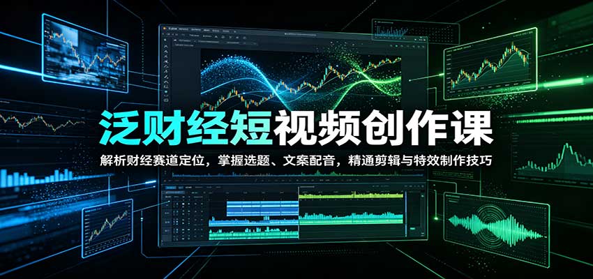 泛财经短视频创作课讲解选题剪辑特效全链路技巧
