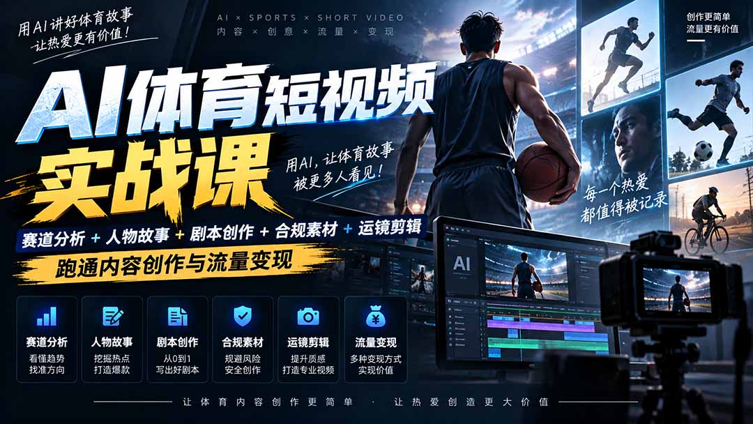 AI体育短视频实战学习内容创作与剪辑全流程