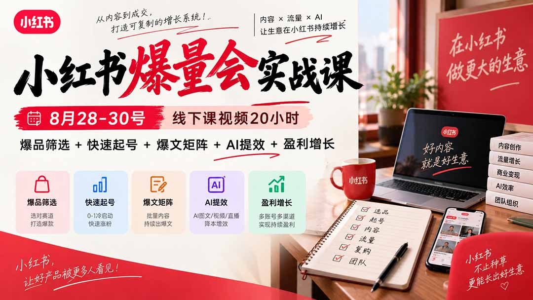 小红书爆量会实战课线下课9月更新内容汇总