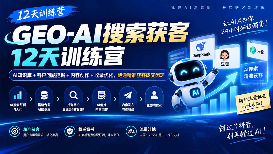 GEO-AI搜索获客12天实战线上干货训练营