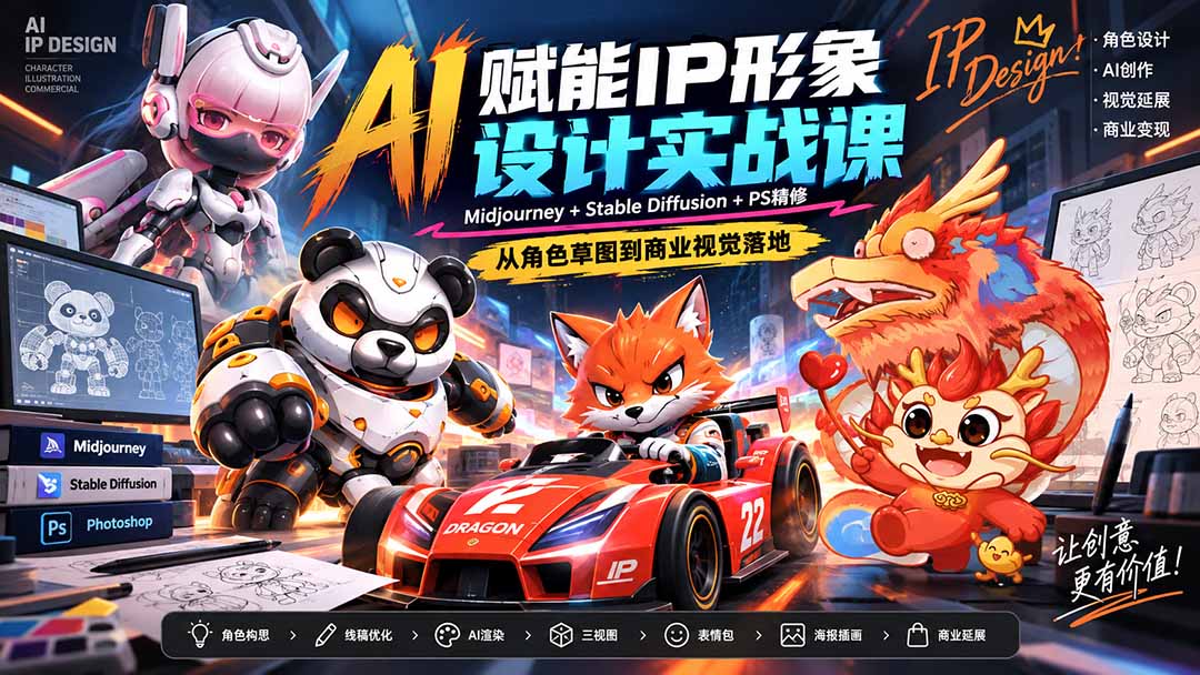 AI赋能IP形象设计实战课含多工具多风格全流程教学