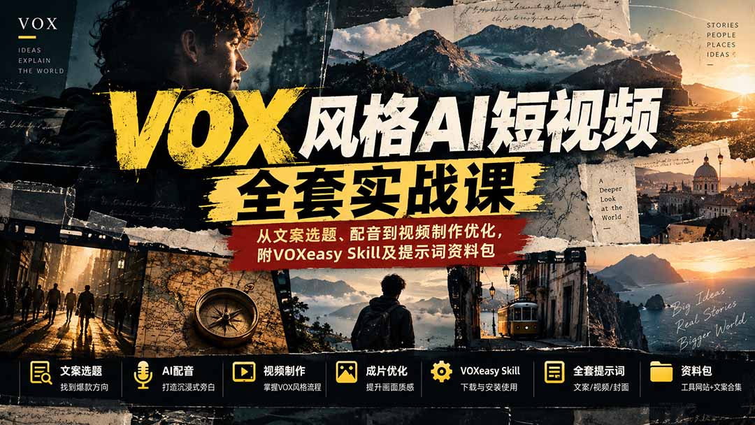 VOX风格AI短视频实战课附全套资料包