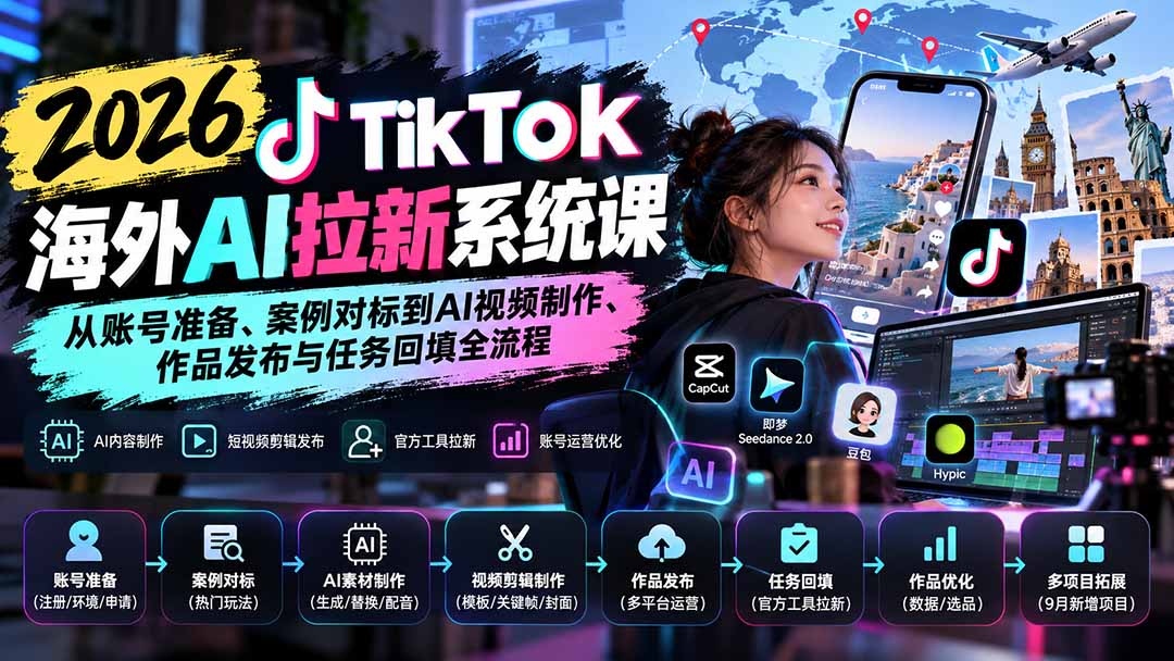 2026TikTok海外AI拉新系统课从准备到发布实操全流程