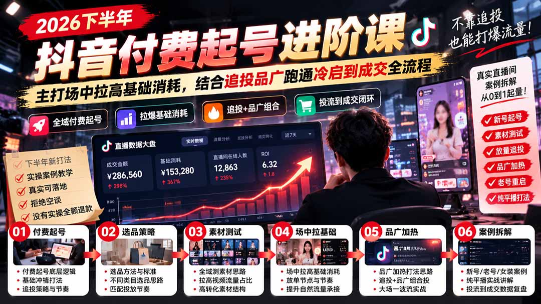 2026下半年抖音付费起号进阶课实战拆解