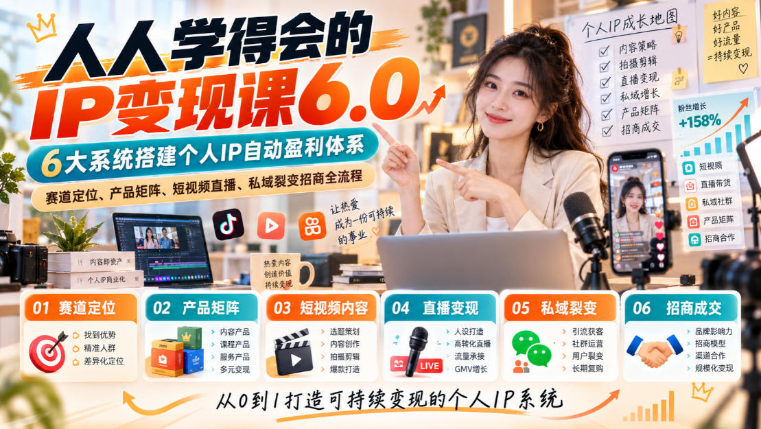 人人学得会的IP变现课6.0系统化搭建个人盈利路径