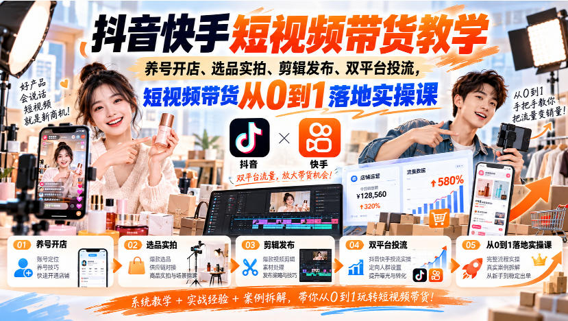 抖音快手短视频带货实操课从0到1学习教程
