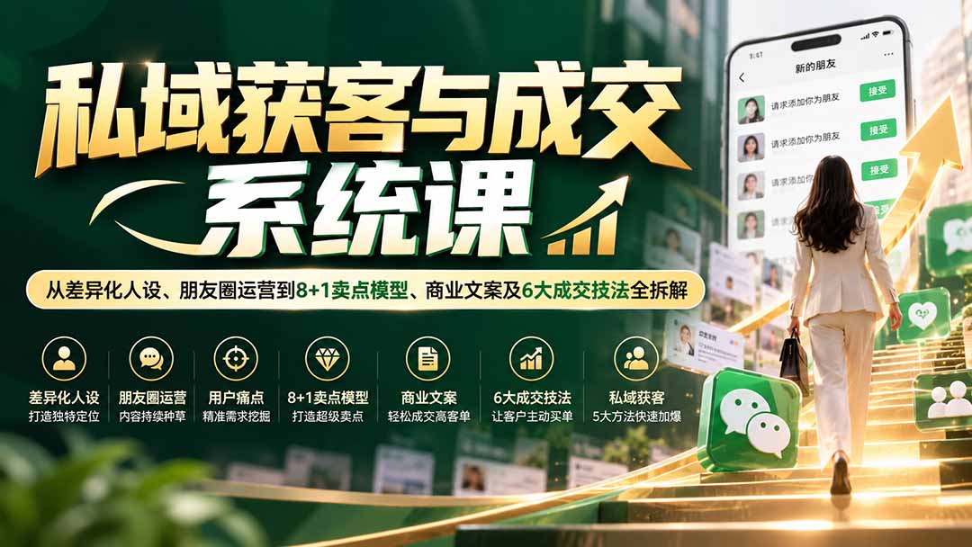 私域获客与成交系统课：全链路实战方法分享