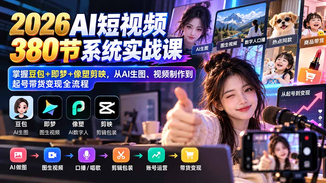 2026AI短视频实战课工具操作到变现全流程
