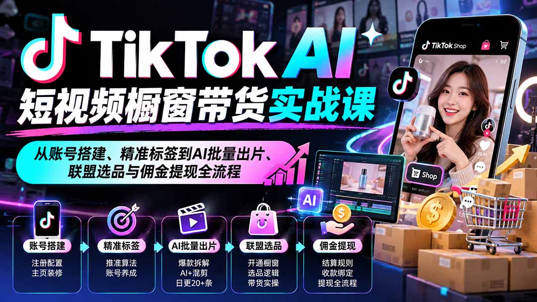 TikTokAI短视频橱窗带货实战全流程课程