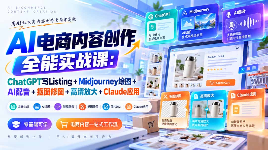 AI电商内容创作实战课ChatGPTMidjourney工具应用