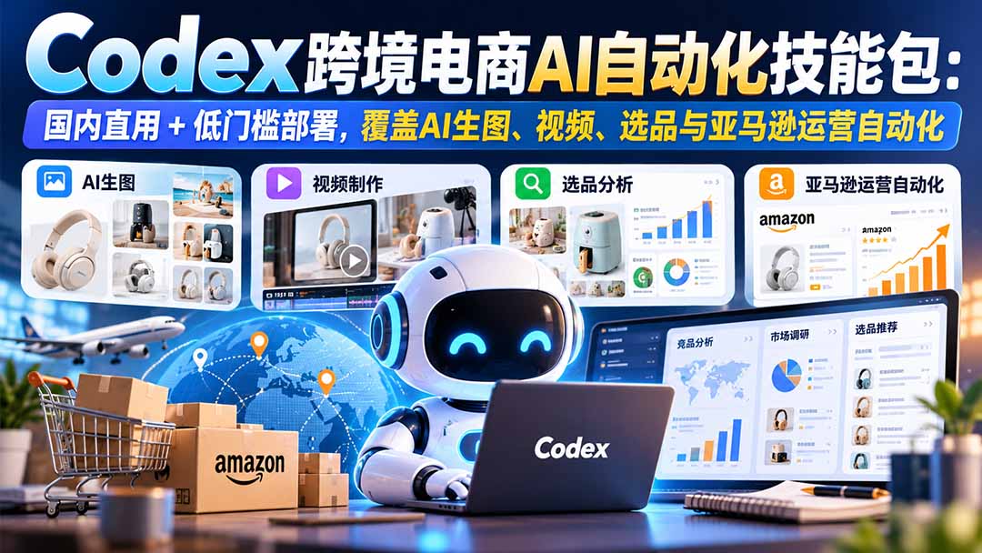 Codex跨境电商AI自动化技能包国内直用实操全覆盖