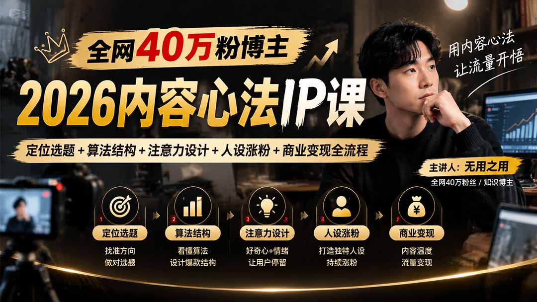 内容IP创作全流程课程定位选题涨粉商业变现