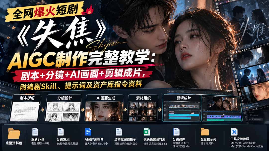 aIGC短剧《失焦》全流程实战教学配套全套实操资料