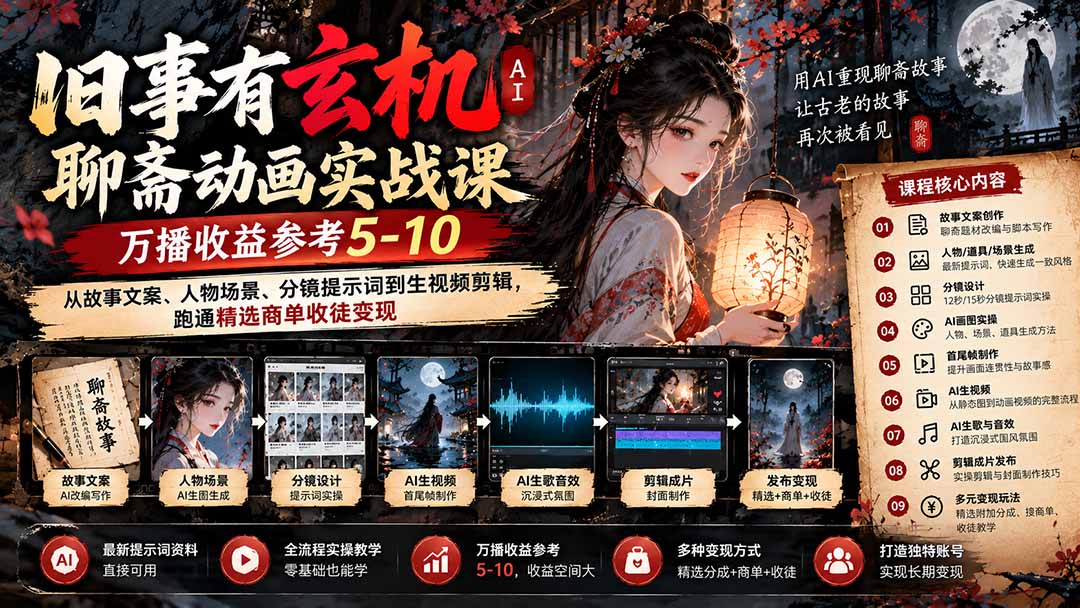旧事有玄机AI聊斋动画9月新课短视频创作实操